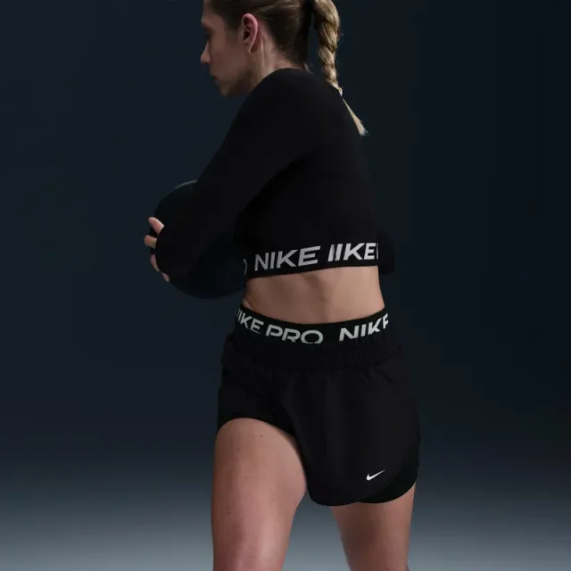Nike Pro Women's Black Training Shorts - Mid Rise, Logo Design – image 5
