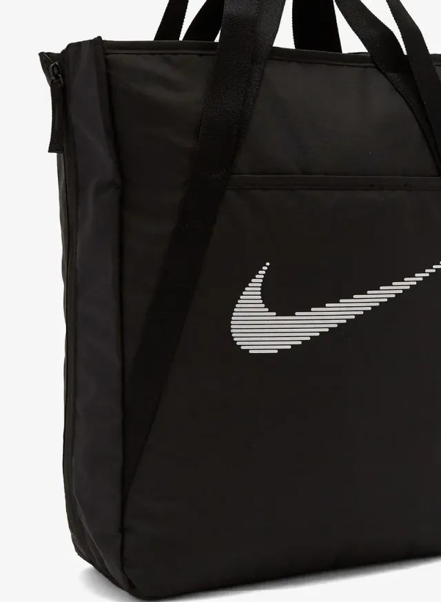 Black Tote Bag with White Logo, 100% Polyester, Zip Closure – image 4