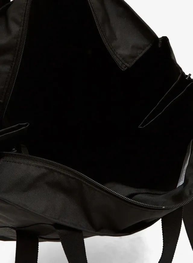Black Tote Bag with White Logo, 100% Polyester, Zip Closure – image 5