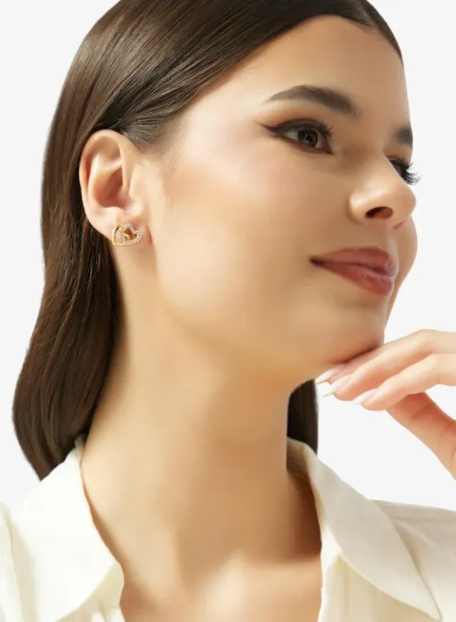 Heart Link Stud Earrings – image 4