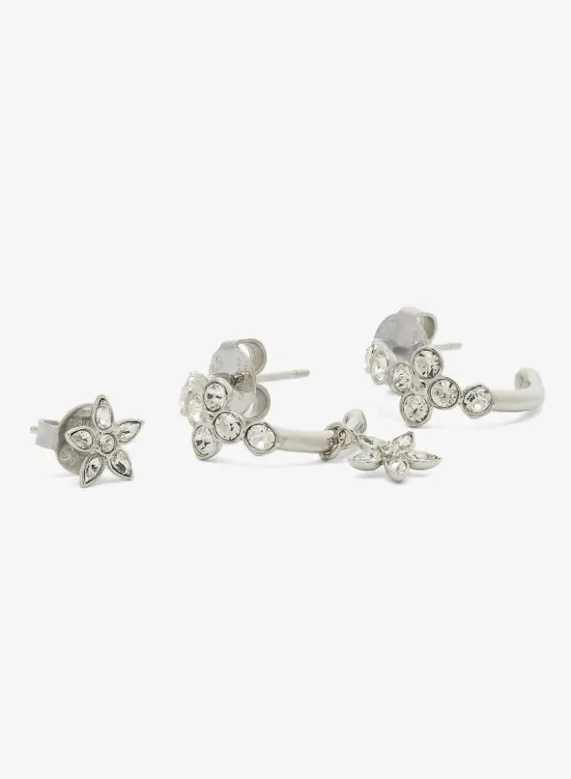 Crystal Flower Earrings Set – image 2