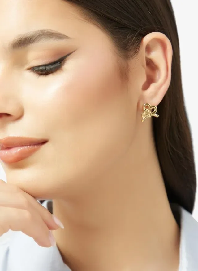 أقراط مسمار على شكل قلب محتضن – صورة 4