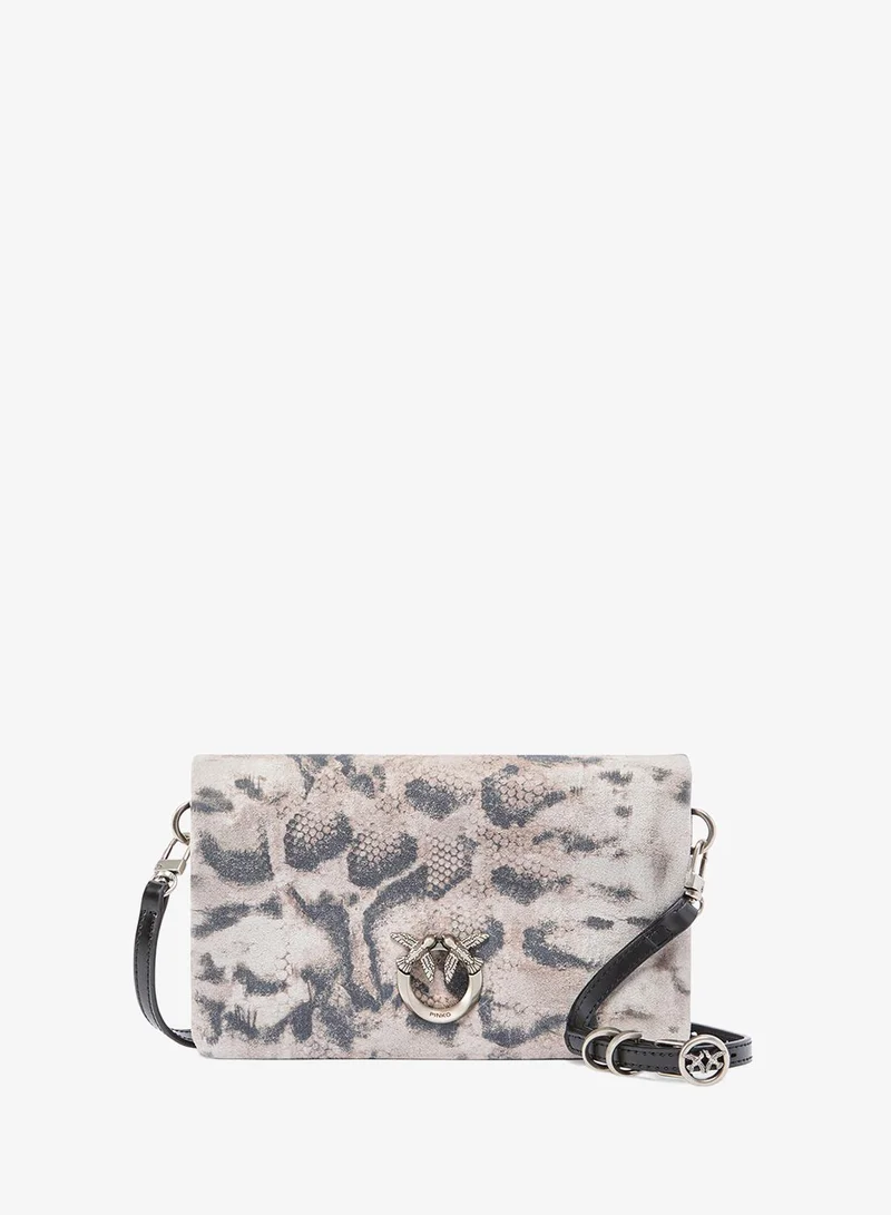Love Bag Click Soft Mini Crossbody Python-Print Suede