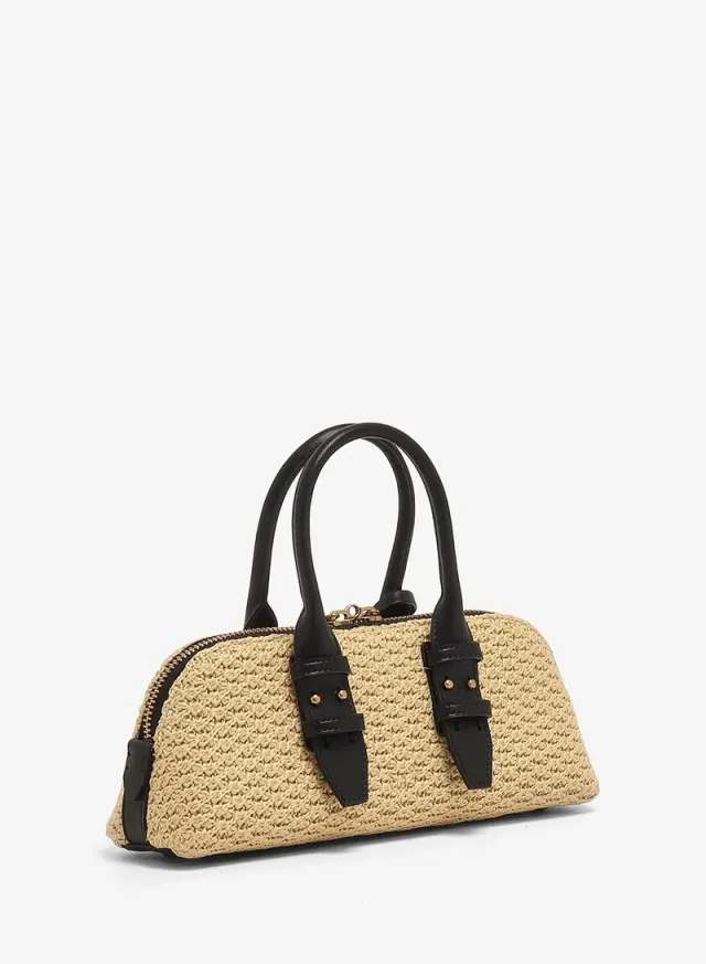 PINKO Small Raffia Textured Bag with Zip Closure – image 2