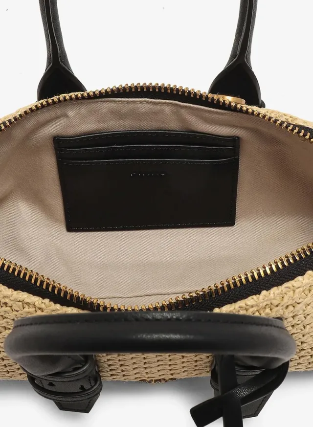 PINKO Small Raffia Textured Bag with Zip Closure – image 4
