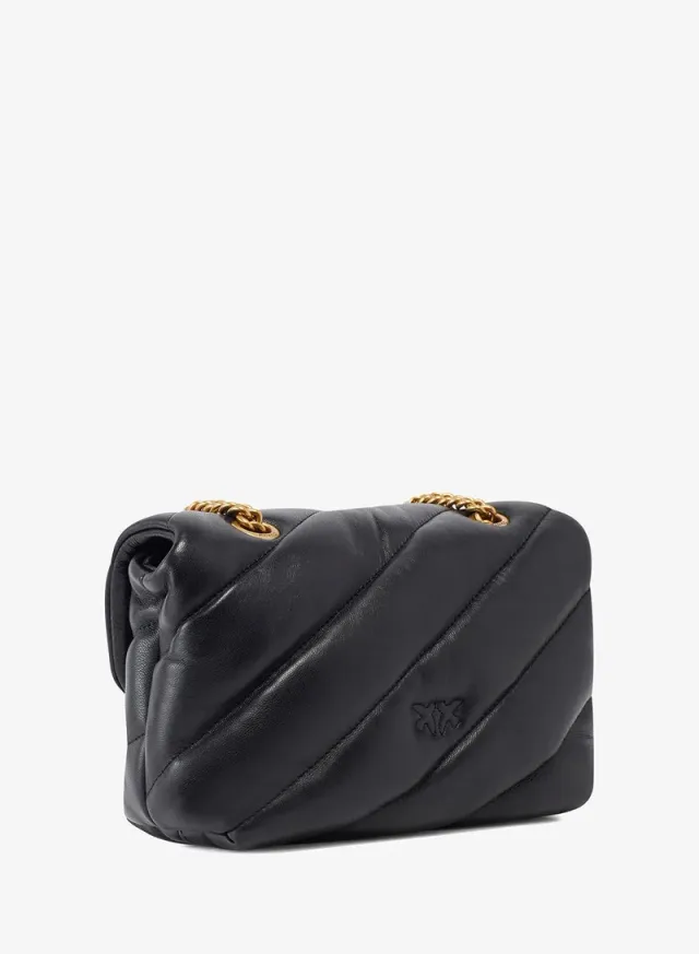 PINKO Small Puff Maxi Quilt Love Bag in Nero-Antique Gold – image 2