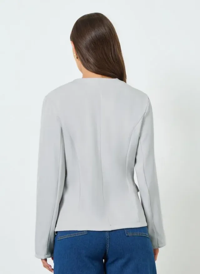 Women's Blazer & Wide Leg Pants Set, Grey – image 5