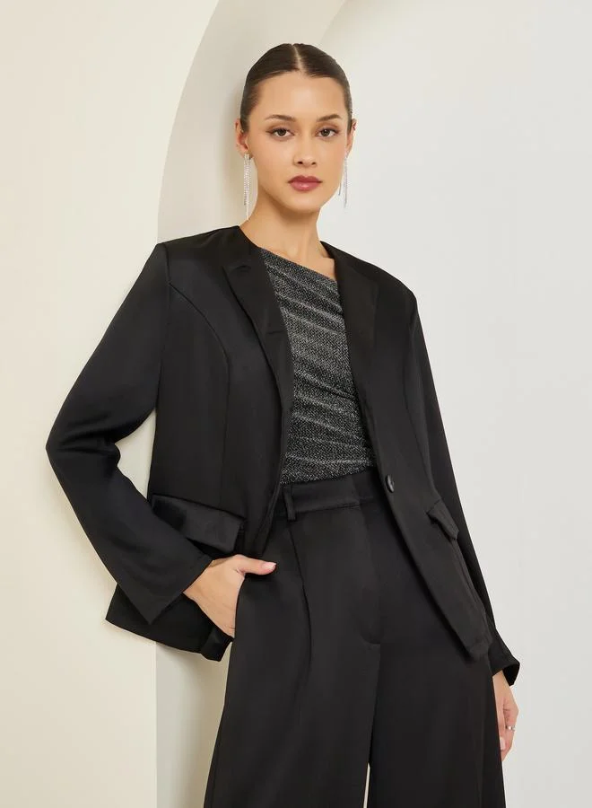 Women's Blazer Wide Leg Pants Co-ord Black