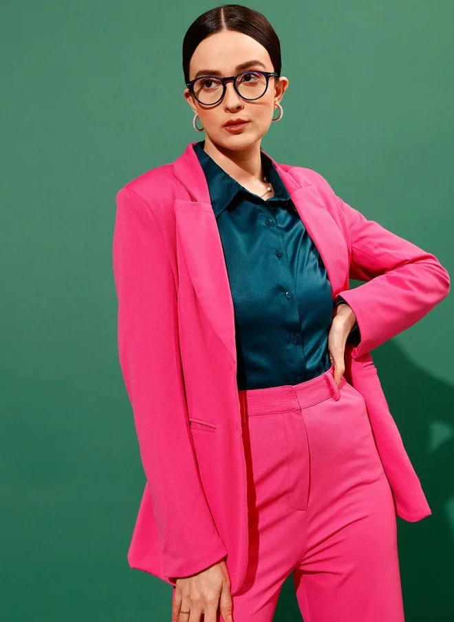 Women's Slim-Fit Formal Blazer Pink