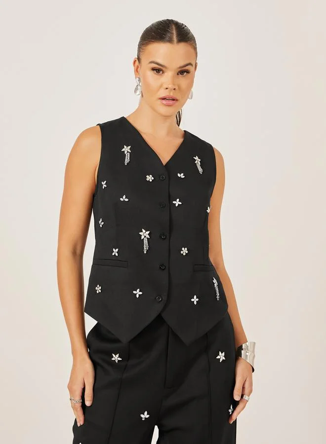 Embellished V-Neck Waistcoat