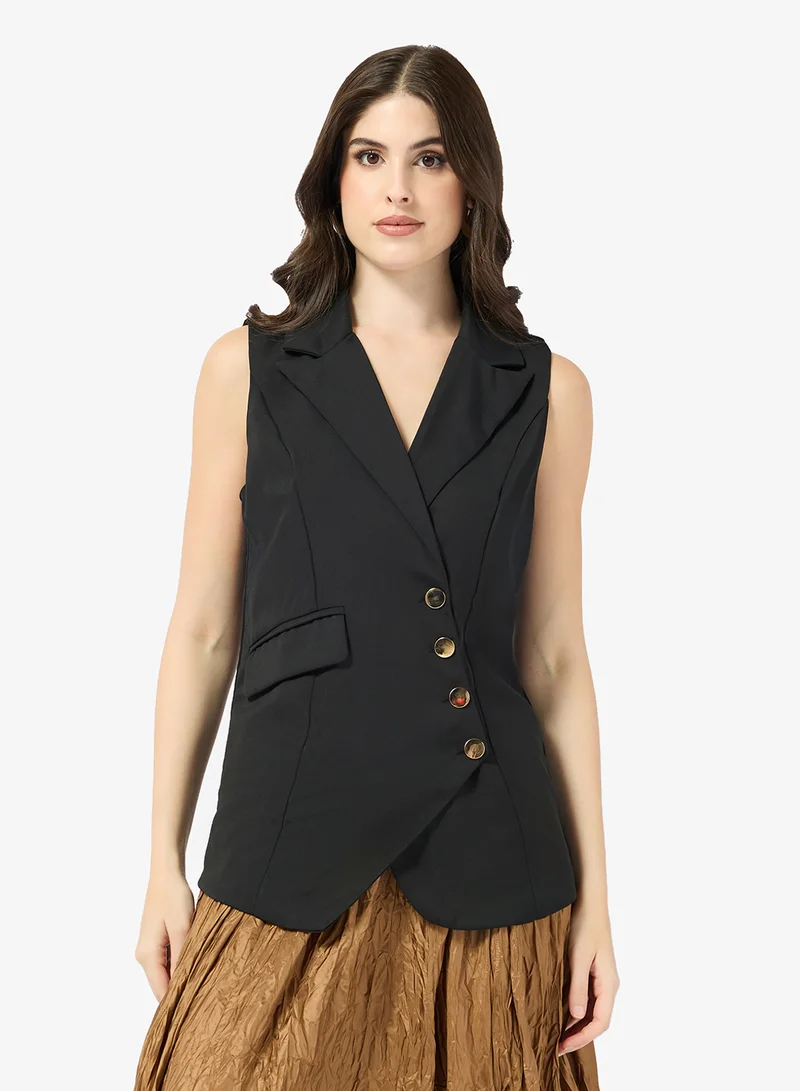 Longline Asymmetric Button-Up Vest
