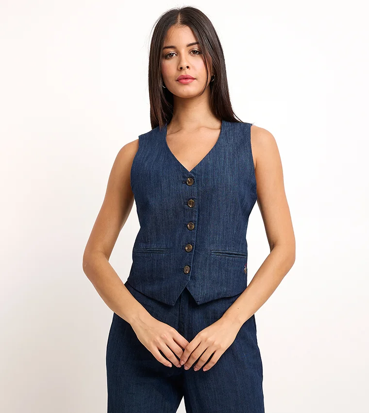 Beverly Hills Polo Club Embroidered Denim Waistcoat