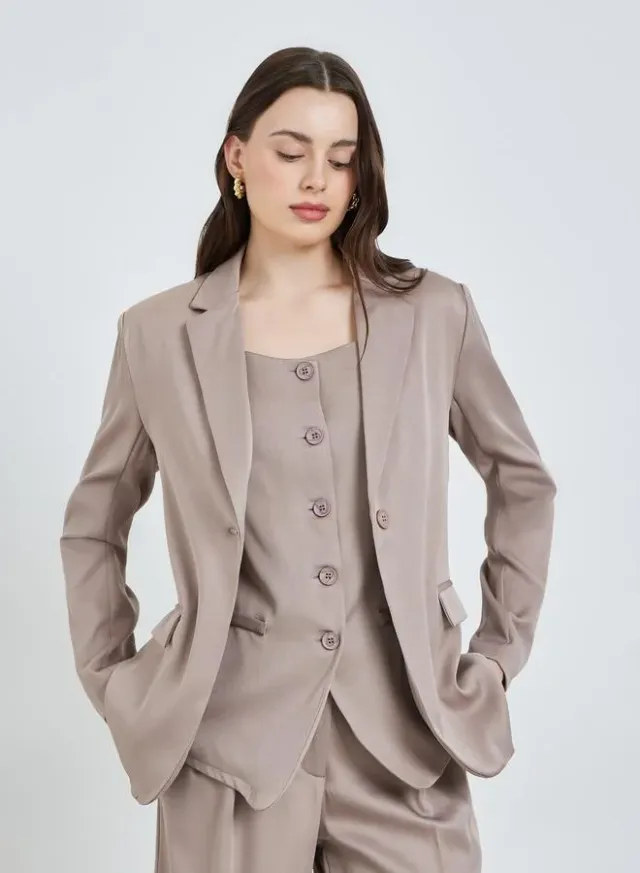Women's Belted Blazer Beige – image 2