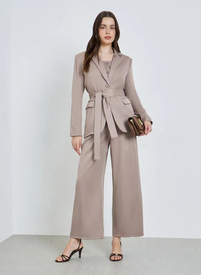 Women's Belted Blazer Beige