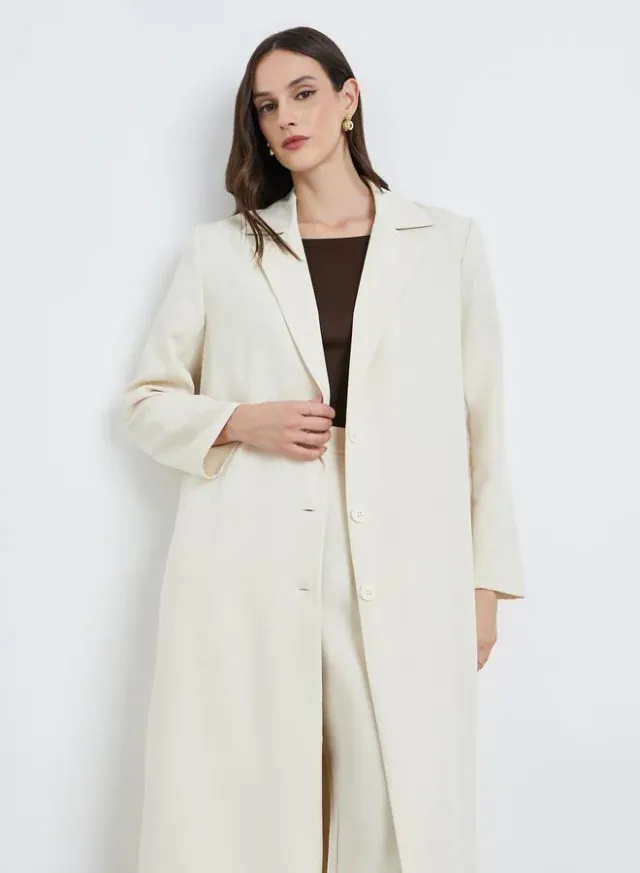 Off-White Notch Lapel Buttoned Blazer Kimono Coat