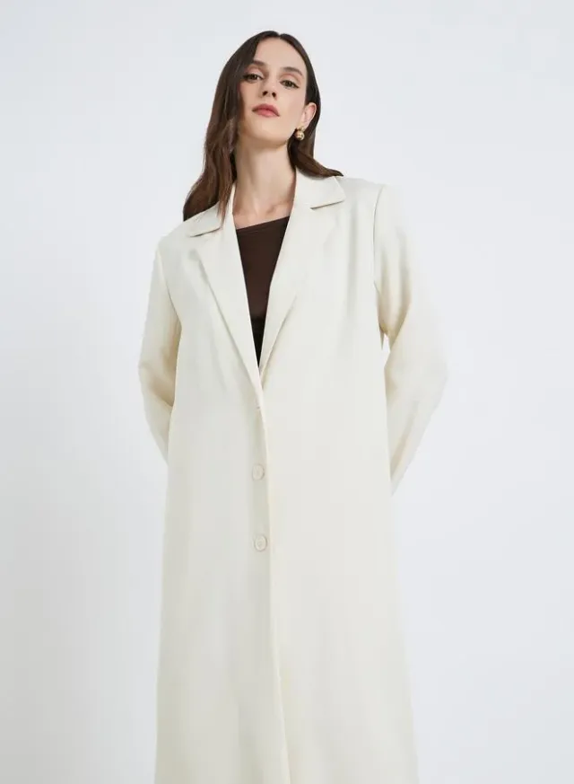 Off-White Notch Lapel Buttoned Blazer Kimono Coat – image 2
