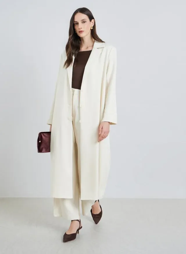 Off-White Notch Lapel Buttoned Blazer Kimono Coat – image 5