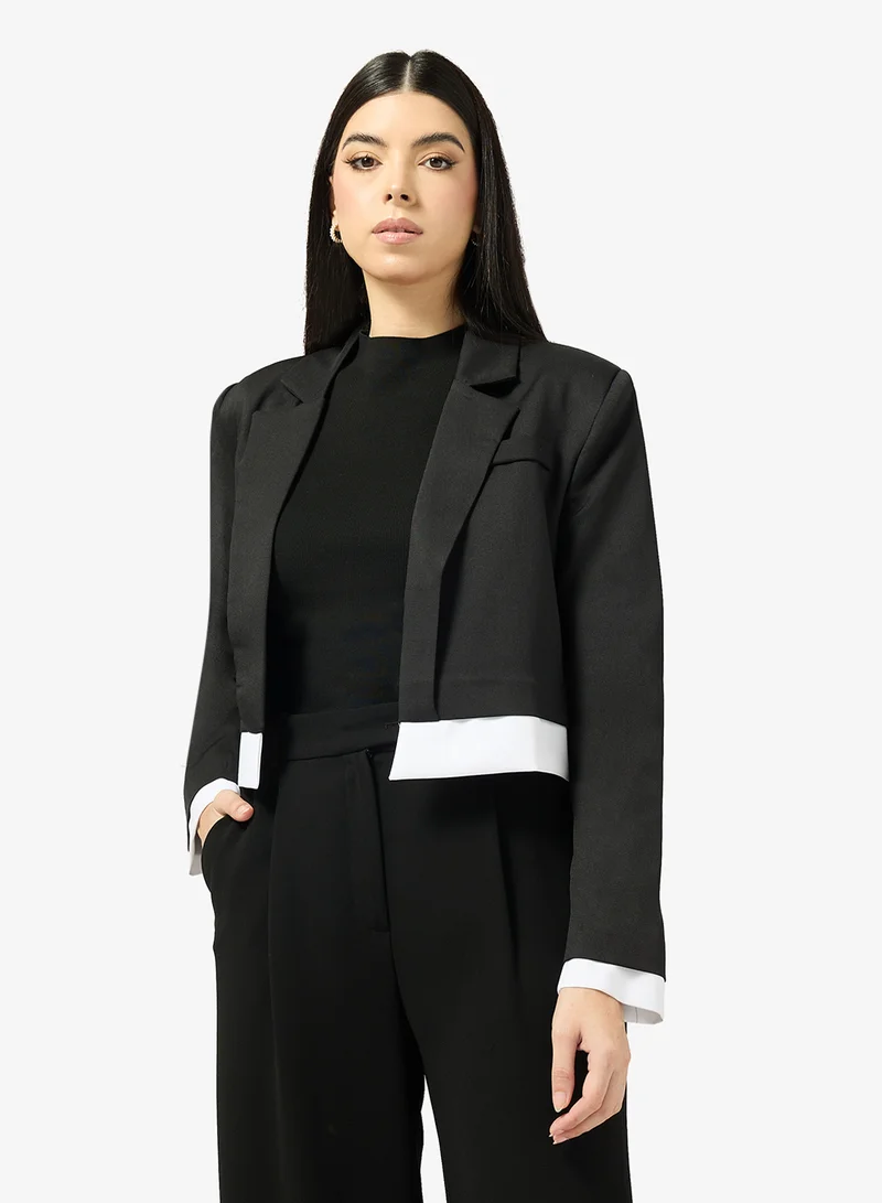 Contrast Trim Cropped Blazer