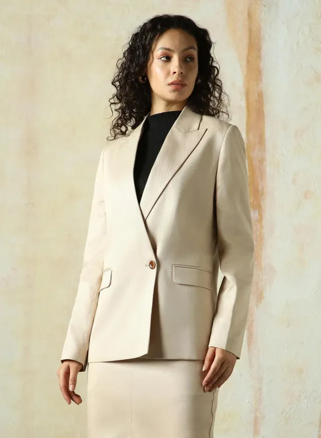 Women's Doe Skin Polyester Blazer - Tailored Fit, Full Sleeve, Button Closure – image 2