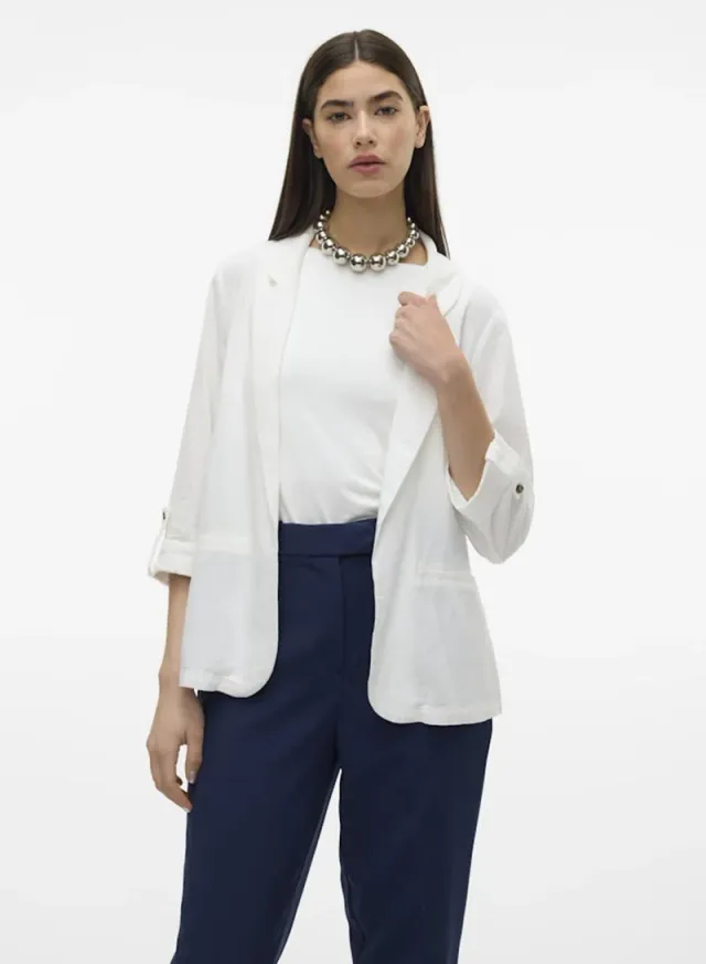 Snow White 3/4 Sleeve Blazer - Viscose & Linen Blend – image 5