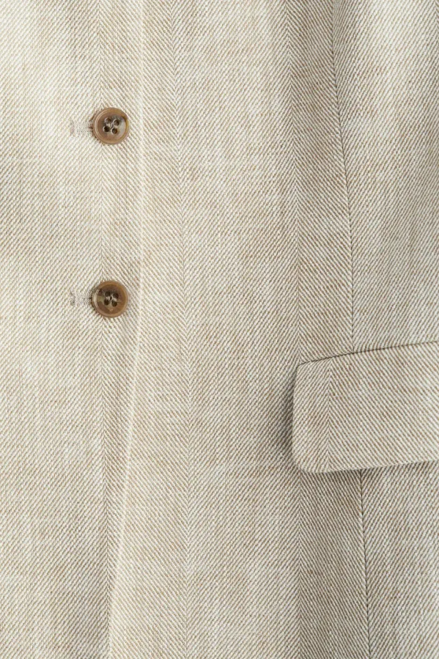 Beige Cotton-Linen Long Fitted Waistcoat for Women – image 6