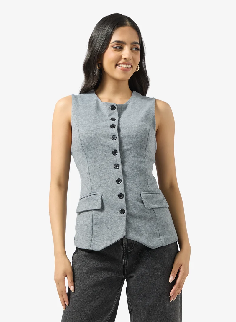 Longline Button Up Waistcoat
