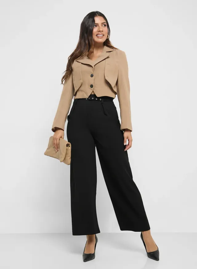 Beige Cropped Blazer for Women - Casual Style – image 4