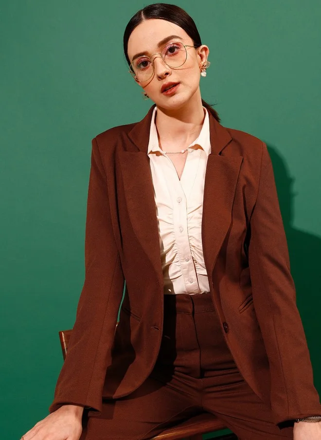 Women's Formal Slim-Fit Blazer Brown