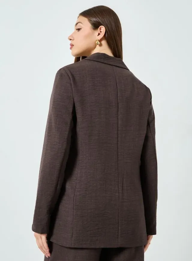 Brown Regular Fit Solid Blazer for Women – image 4