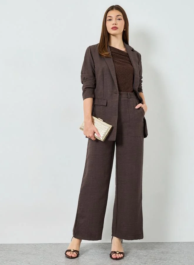 Regular Fit Linen Look Blazer Brown