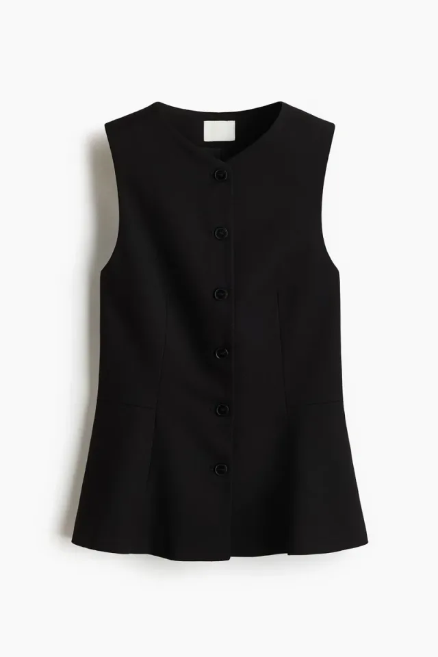 Black V-Neck Sleeveless Flared Waistcoat for Women – image 5