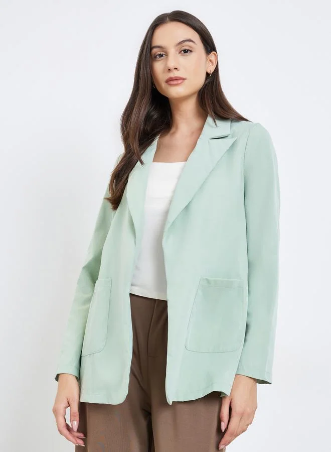 Women's Solid Pocket Detail Long Sleeve Blazer