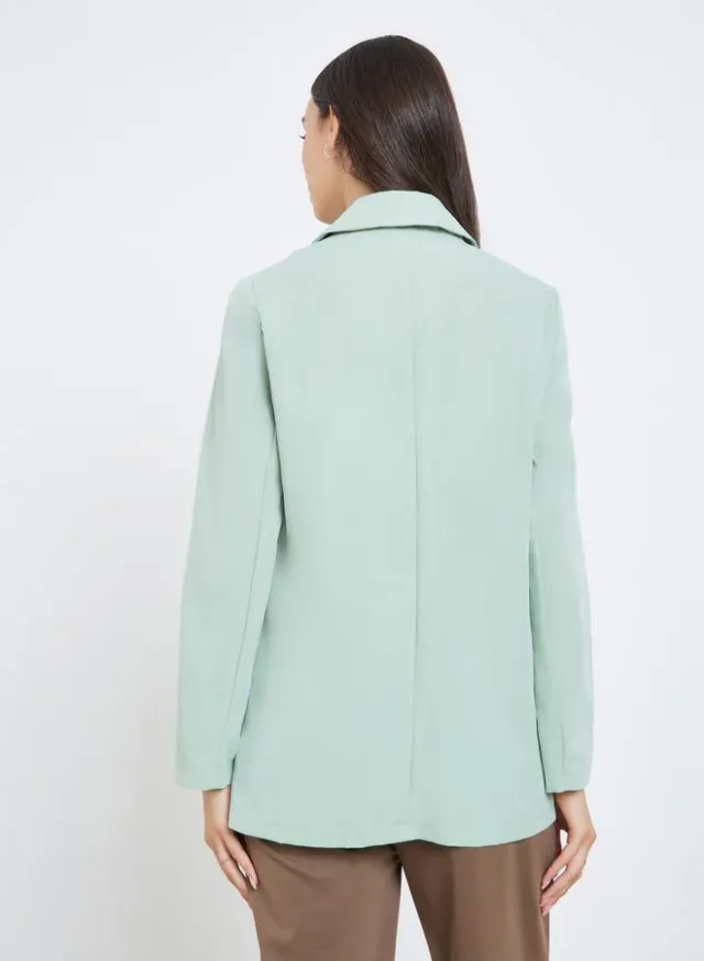 Women's Green Solid Long-Sleeve Blazer with Pockets – image 4