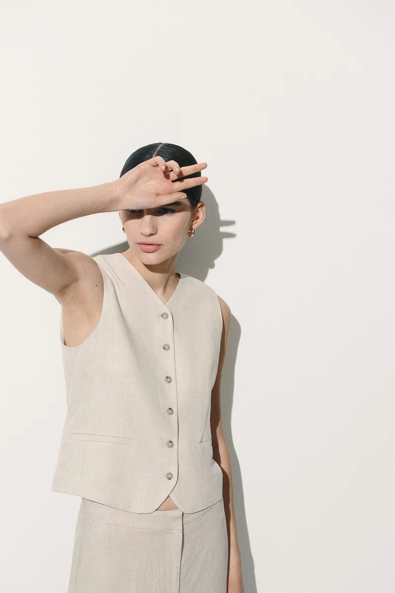 Linen Blend Suit Waistcoat