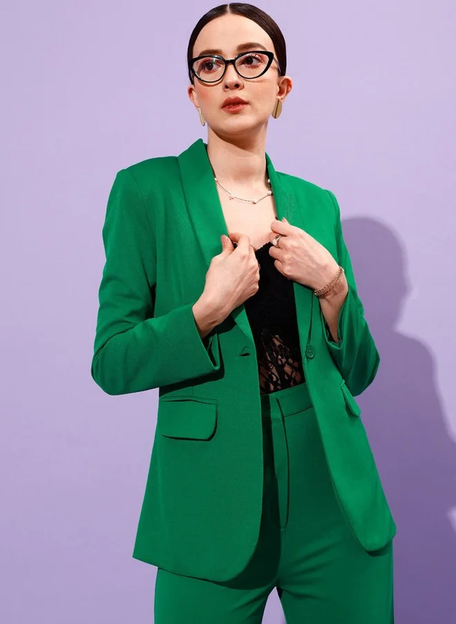 Women's Slim-Fit Formal Blazer Green