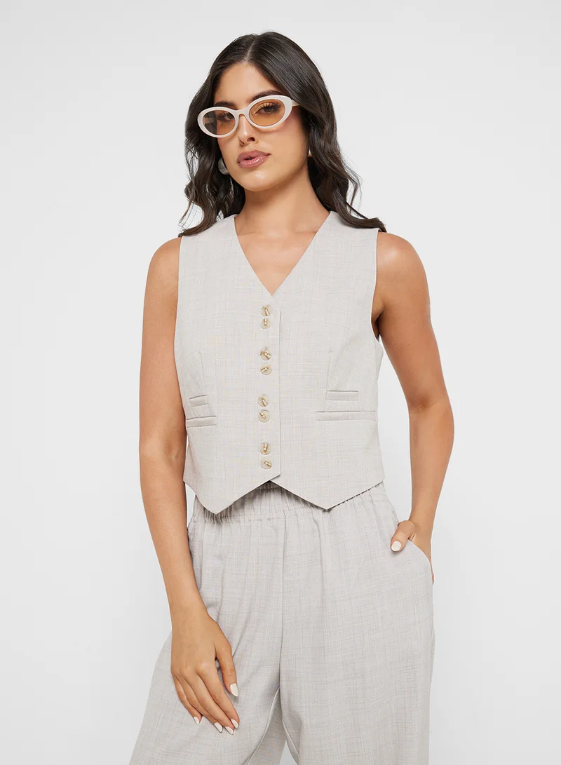 Linen Button-Down Waistcoat