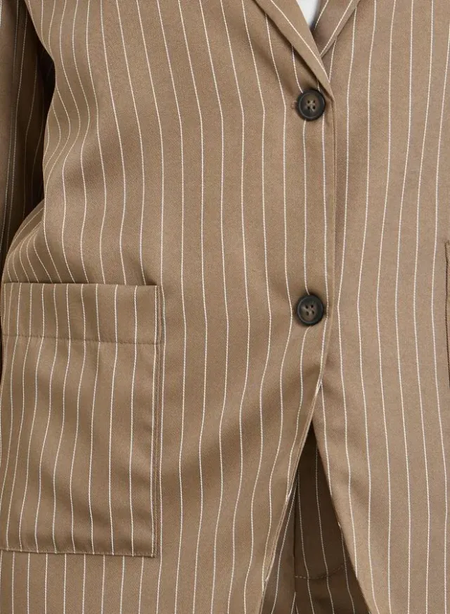 Navy Blue Pinstripe Regular Fit Blazer for Women – image 4