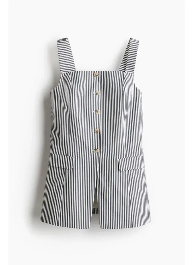 Women's Long Fitted Striped Woven Square Neck Waistcoat – image 4