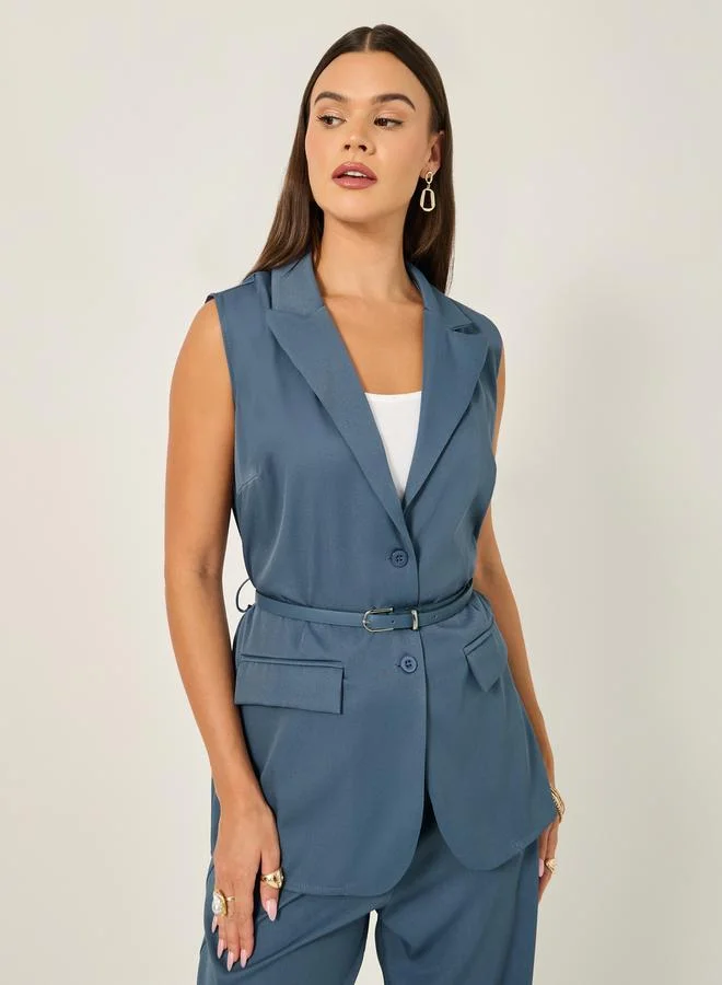 Regular Fit Longline Belted Waistcoat