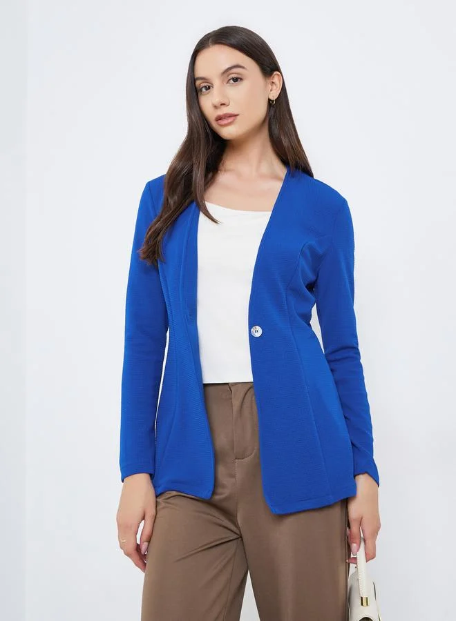 Textured Fitted Blazer Blue