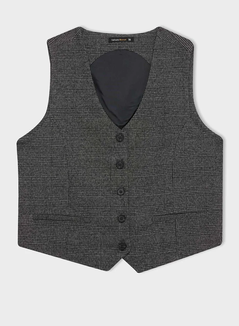Plaid V-Neck Vest