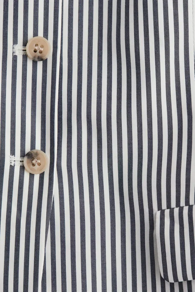 Women's Fitted Long Boat Neck Striped Cotton Waistcoat – image 4