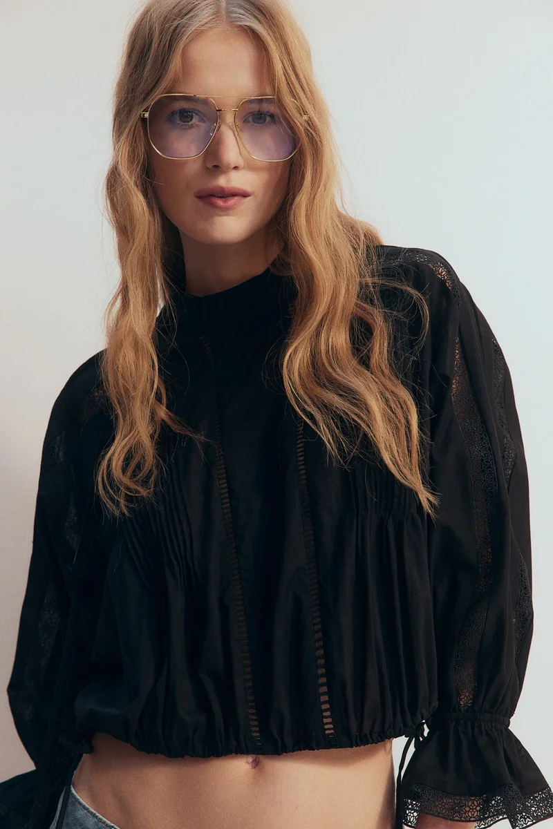 Lace-inset Cotton Blouse