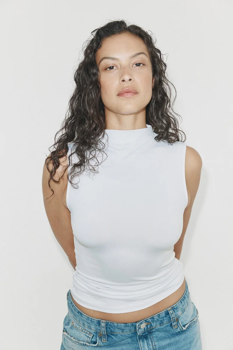 Microfibre Turtleneck Top