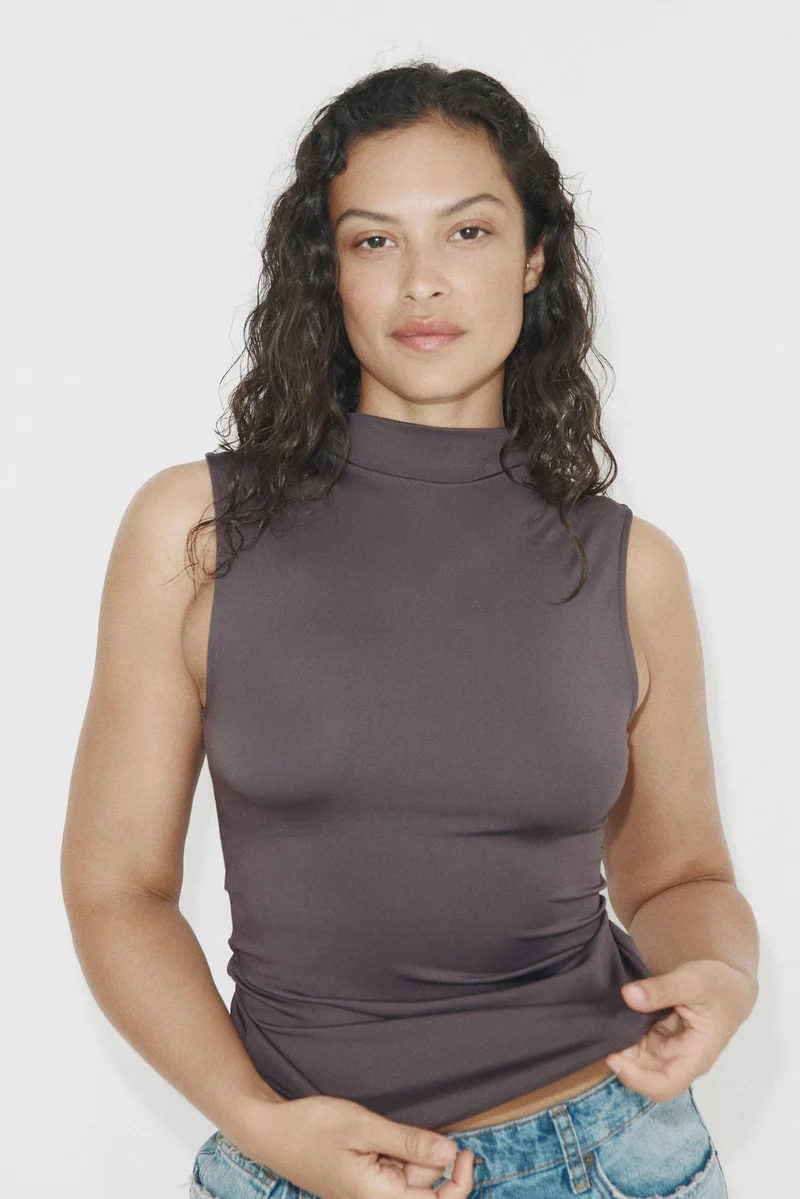 Microfibre Turtleneck Top