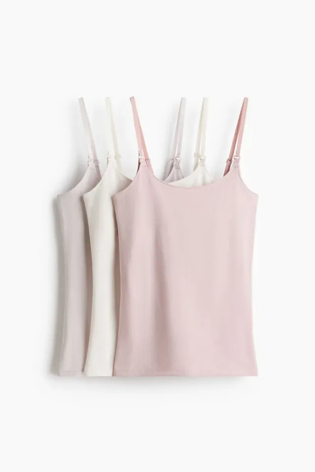 3-Pack Adjustable Strap Nursing Camisoles - Pink Dusty Light – image 4