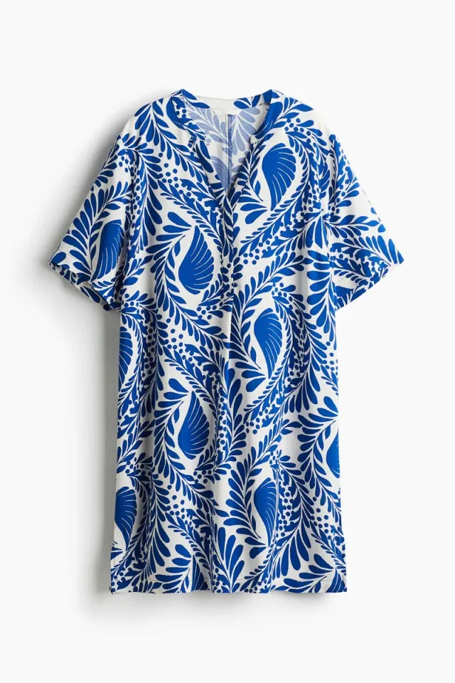 Viscose V-Neck Midi Tunic Dress with Side Slits – image 4