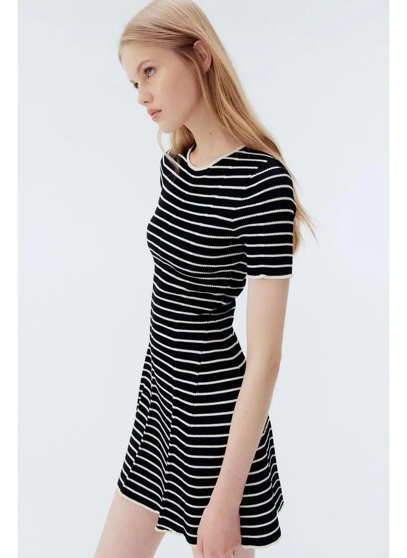 Rib-Knit Flared Dress