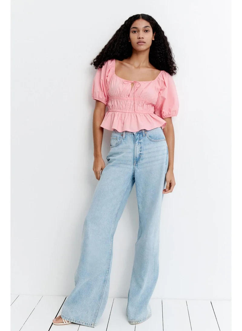 Puff Sleeve Poplin Blouse
