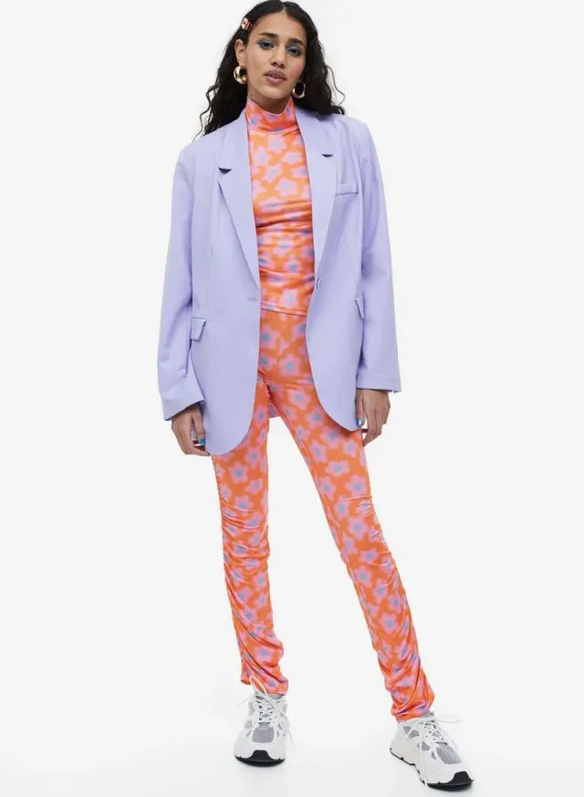 Orange Floral Print Turtle Neck Top for Women – image 4